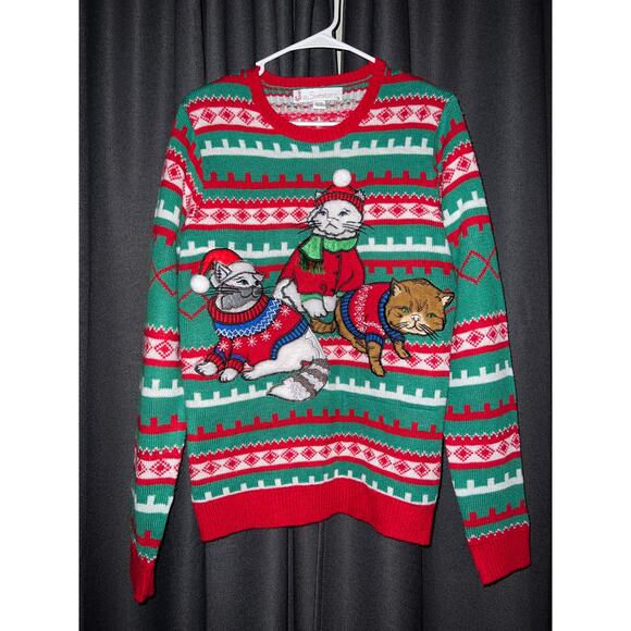 Ugly Christmas Sweater Xmas Size Small Cat - Picture 1 of 3